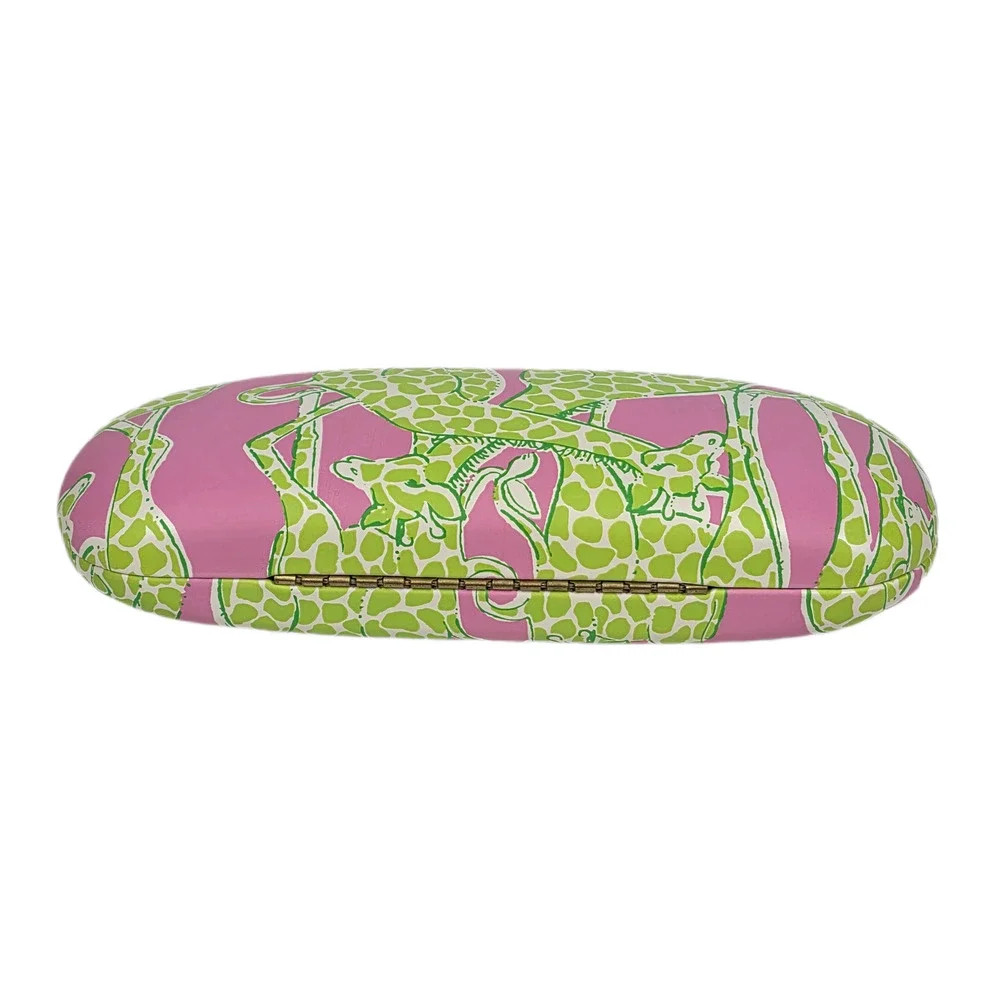 LILLY PULITZER GIRAFFE PRINT CLAMSHELL HARD SHELL EYEGLASS CASE – PINK/GREEN